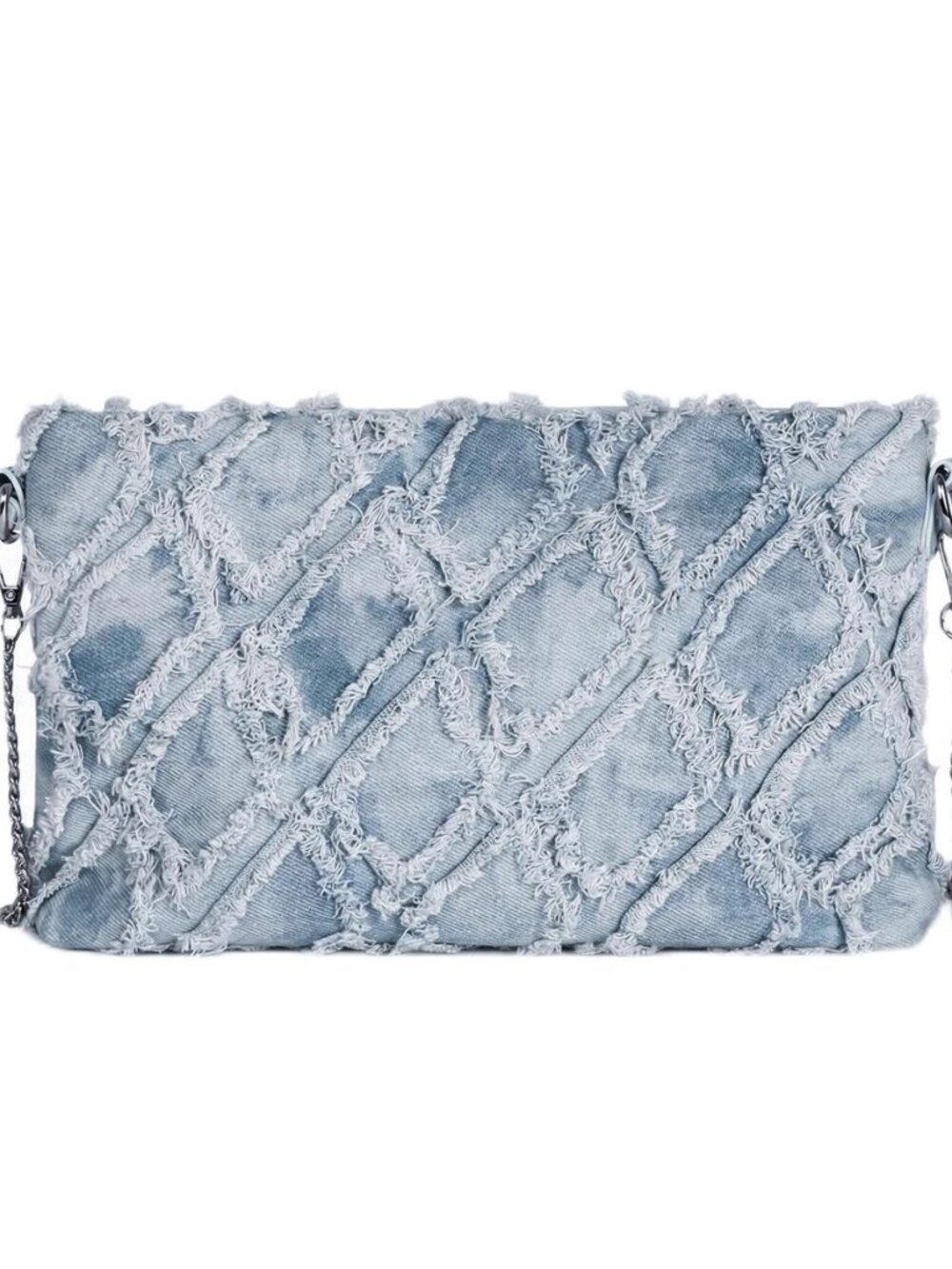 Denim Shoulder Bag for Women Y2K Frayed Patchwork Jean Purse Lightweight Chain
